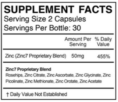 Zinc7 supplement facts