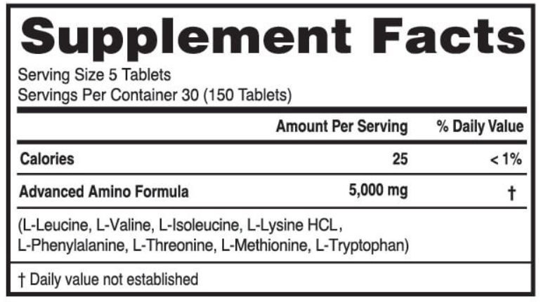 Advanced Amino Formula supplement facts